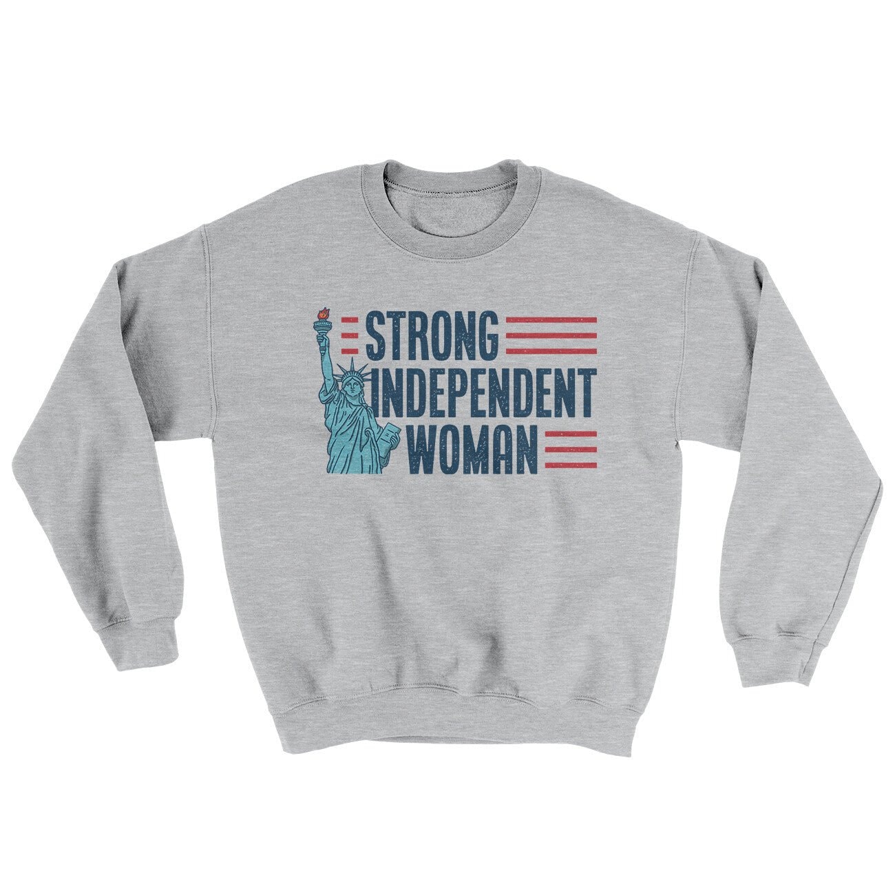 Strong Independent Woman Ugly Sweater Crewneck Sweatshirt - Patriotic Crewneck