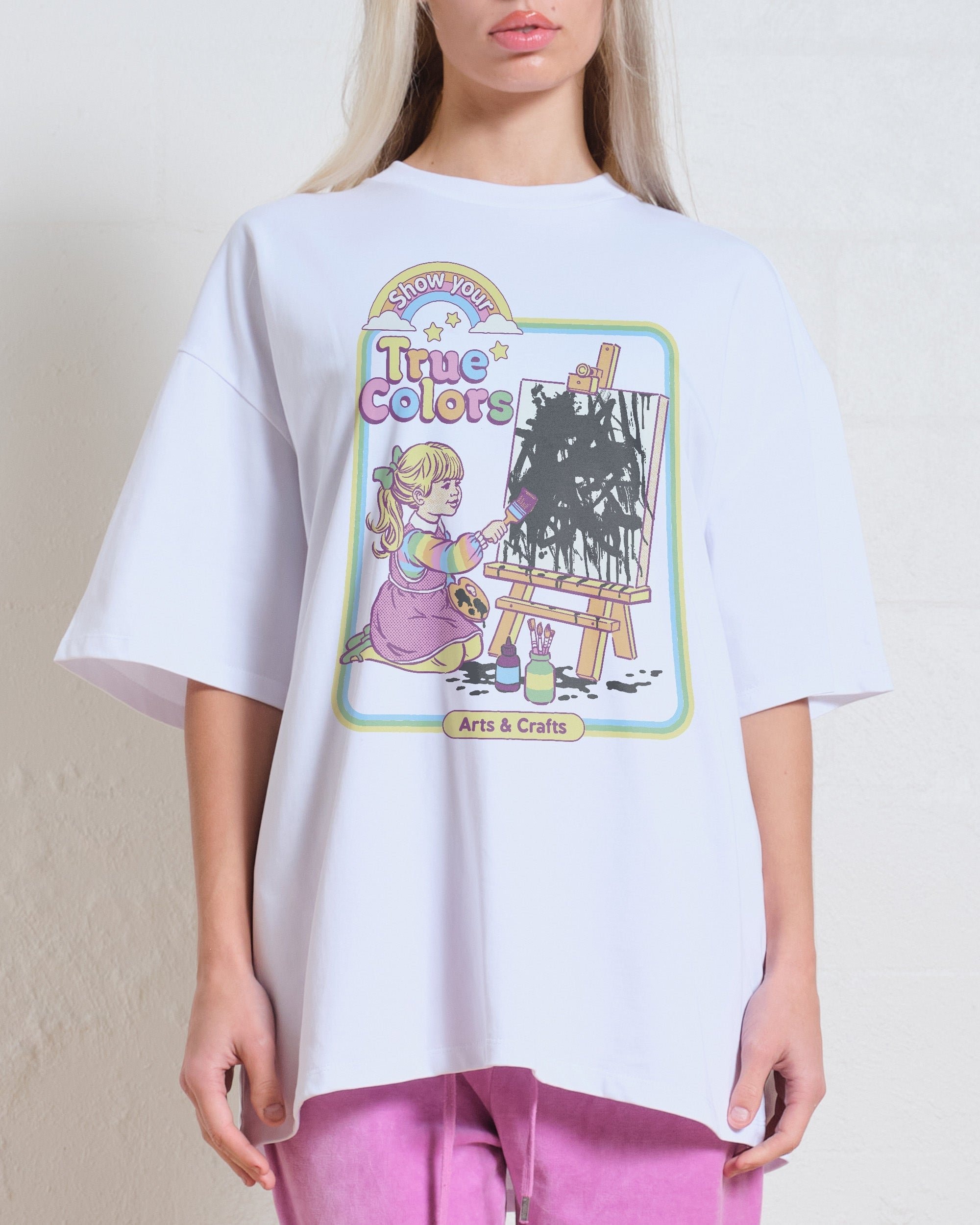 True Colors Oversized Graphic Tee by Steven Rhodes - Unisex 90s Boxy Fit 100% Combed Cotton