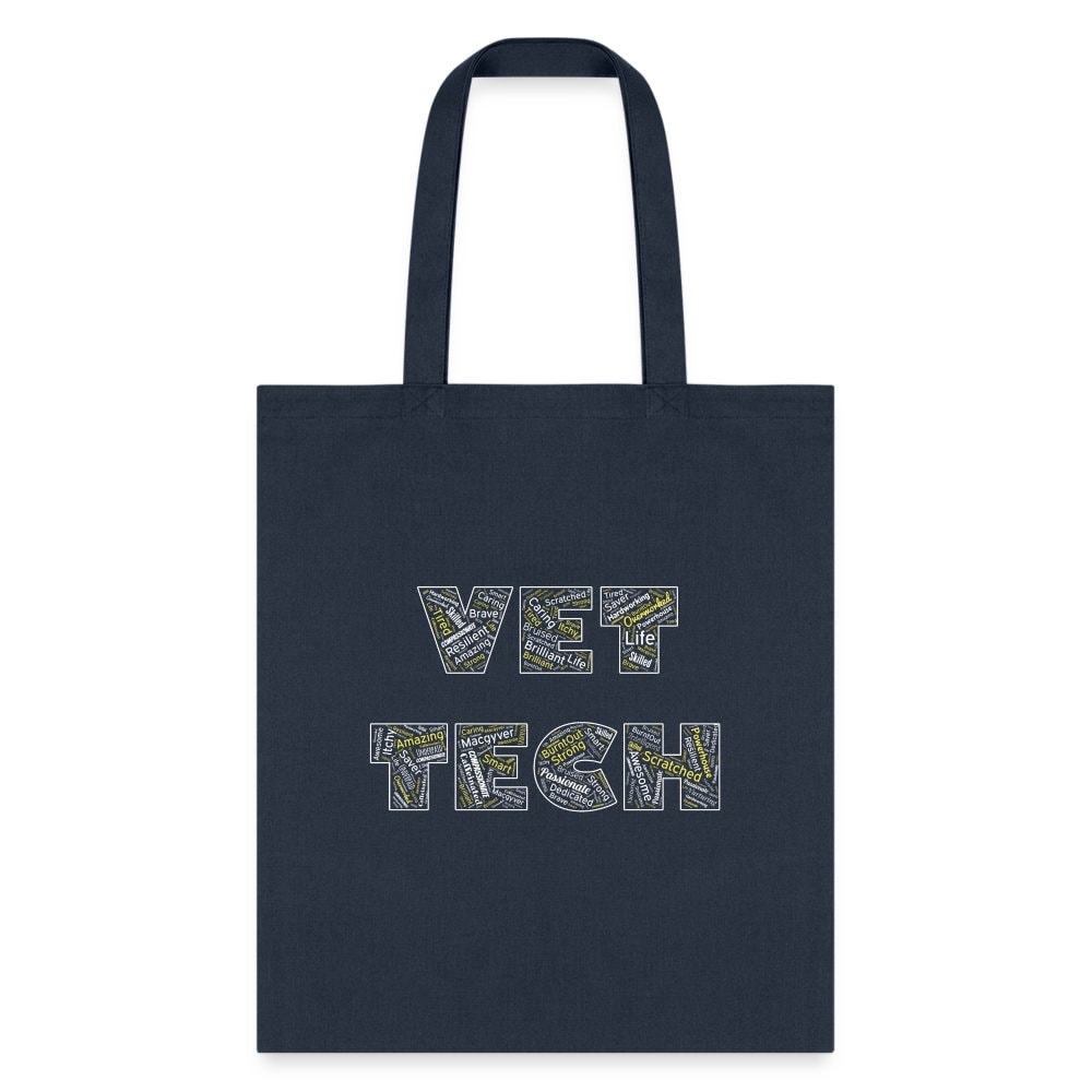 Vet Tech Typography Tote Bag - Graphic Print Canvas Shoulder Bag