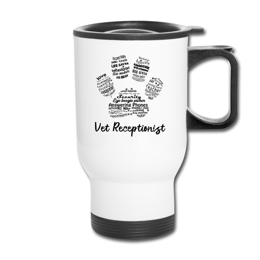 Vet Receptionist Pawprint 14oz Stainless Steel Travel Mug