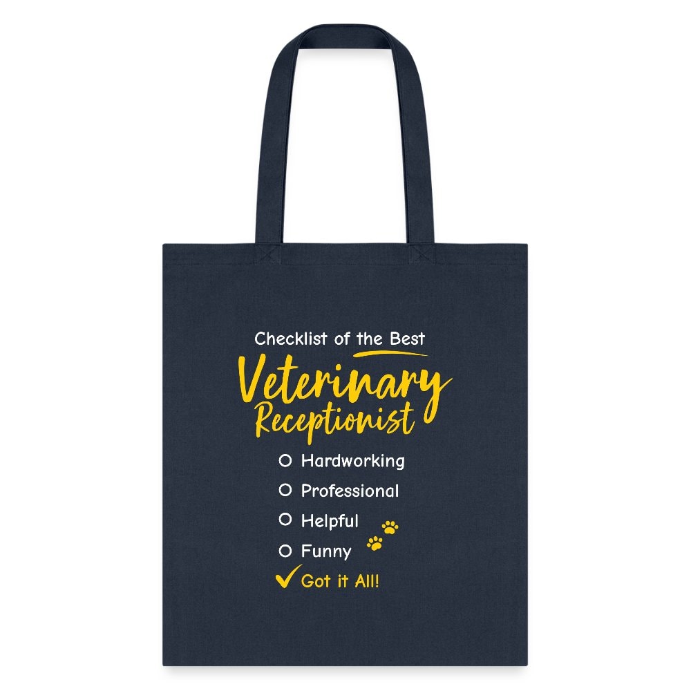Veterinary Receptionist Checklist Cotton Tote Bag - Vet Staff Gift